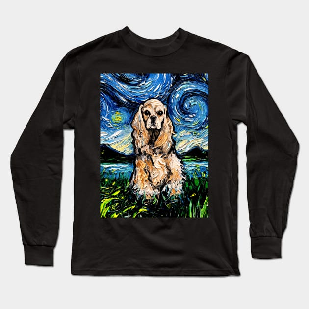 American Cocker Spaniel Night Long Sleeve T-Shirt by sagittariusgallery